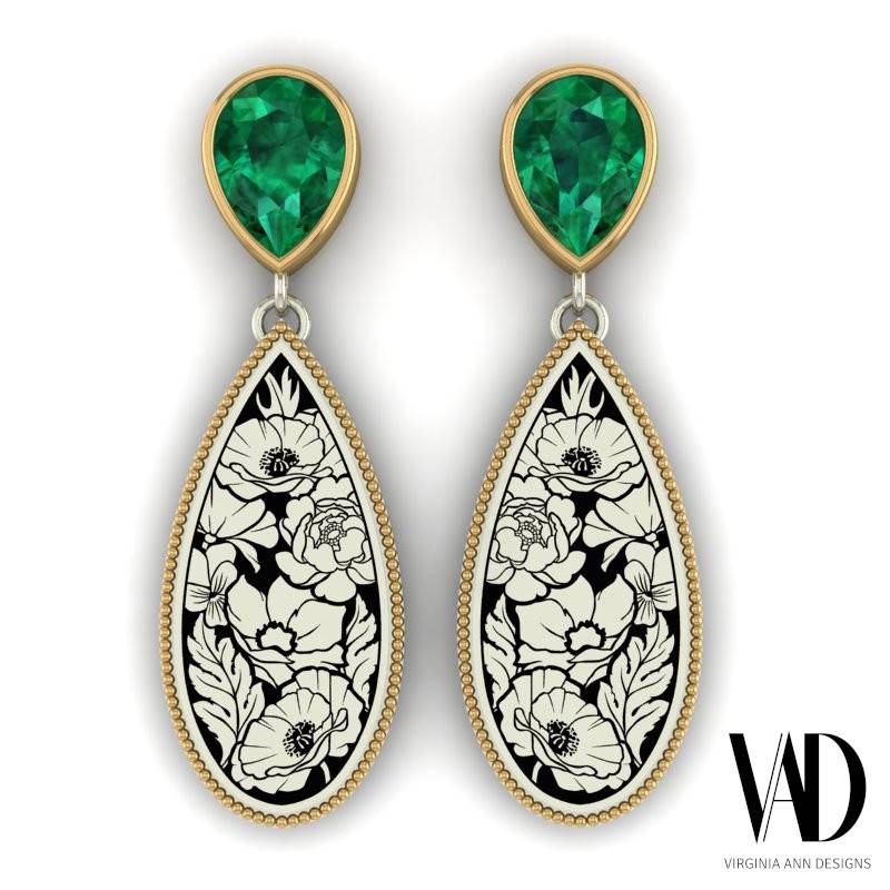 emerald earrings render 1