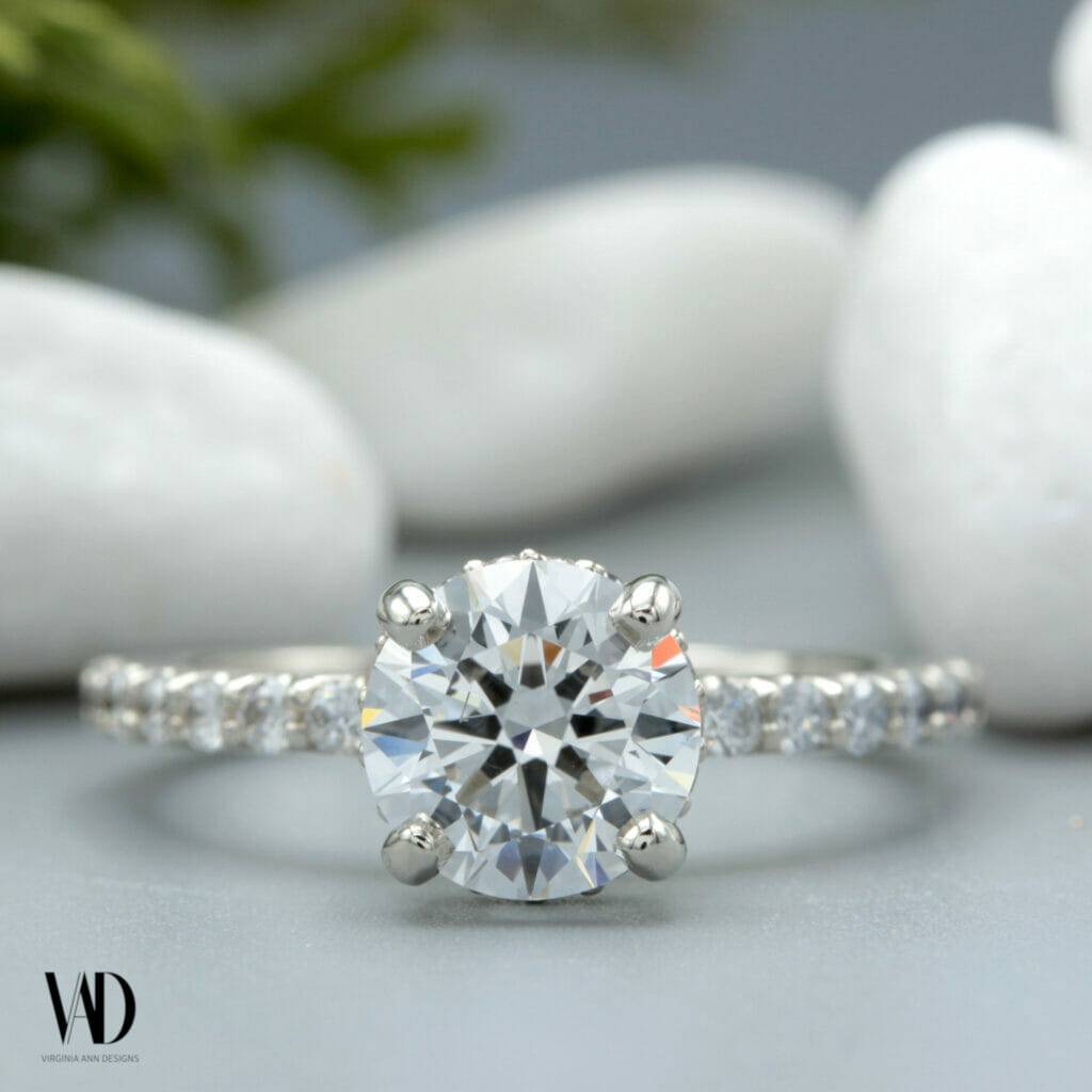 1.75ct lab grown diamond hidden halo engagement ring 1