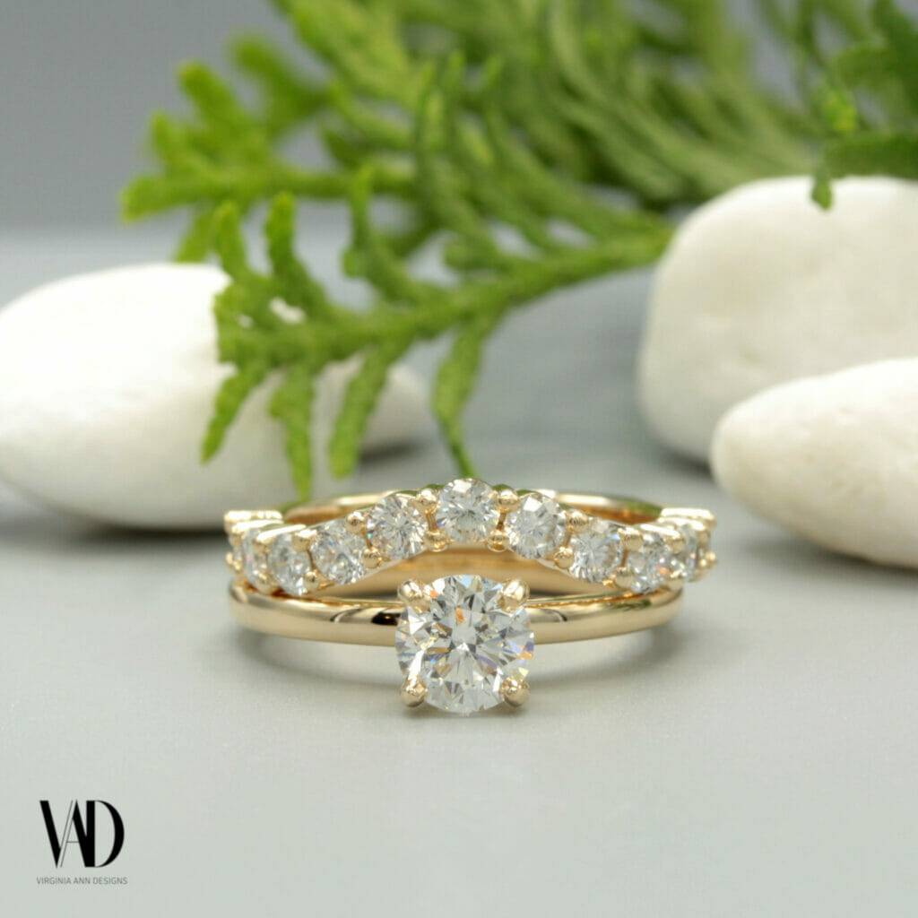 Curved diamond ring wedding set1