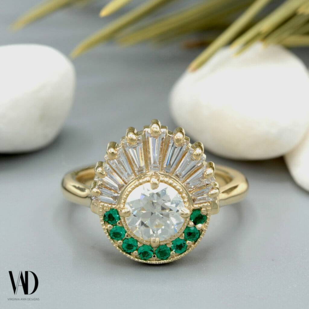 Diamond and emerald cocktail ring 1