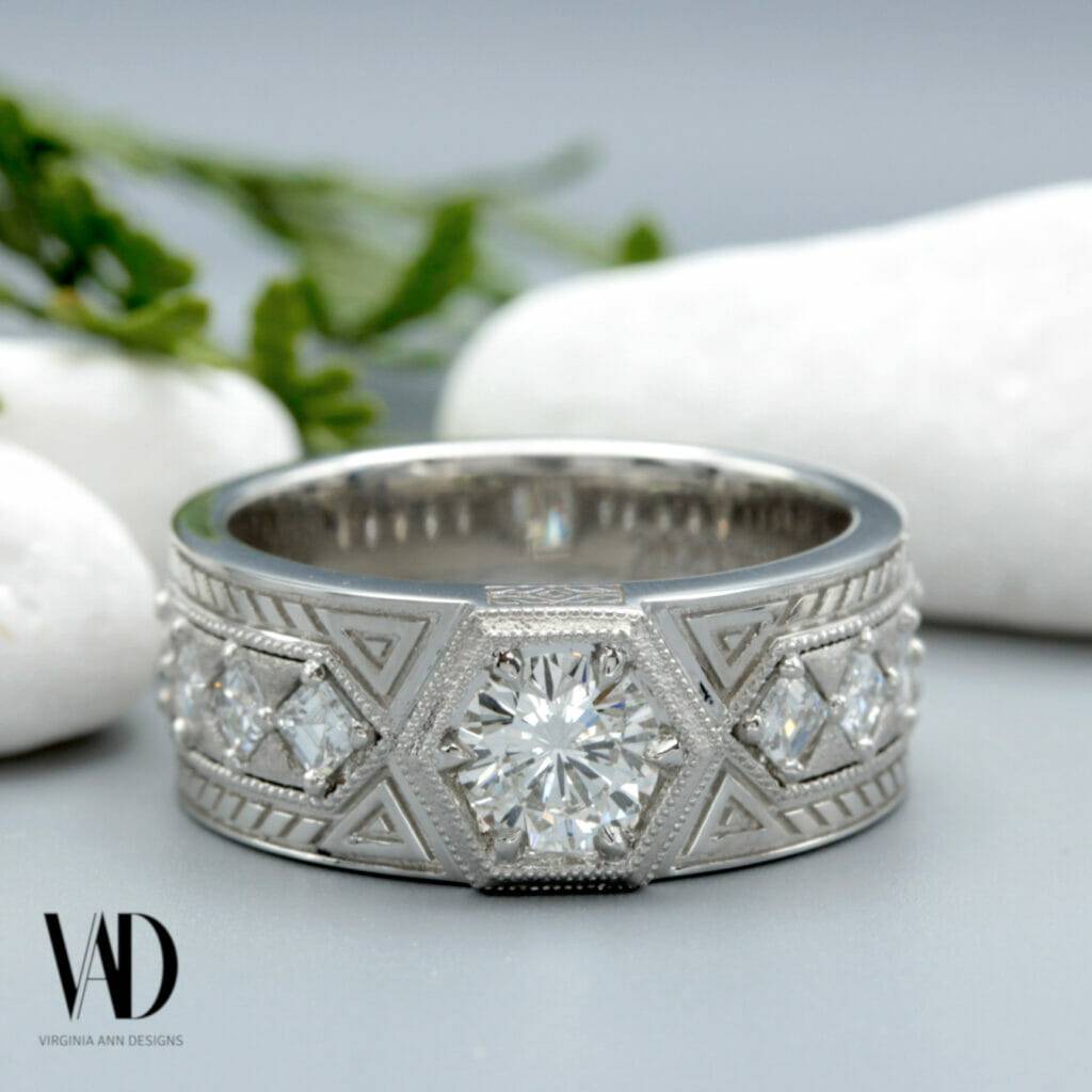 Gent's platinum and diamond art deco ring 1